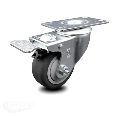 Service Caster 3.5 Inch Thermoplastic Rubber Swivel Top Plate Caster with Total Lock Brake SCC SCC-TTL20S3514-TPRB